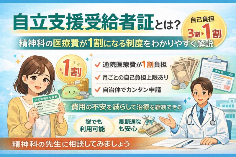自立支援受給者証とは？精神科の医療費が1割になる制度をわかりやすく解説
