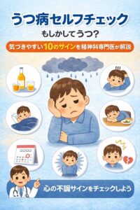 うつ病セルフチェック｜もしかしてうつ？気づきやすい10のサインを精神科専門医が解説のアイキャッチ画像