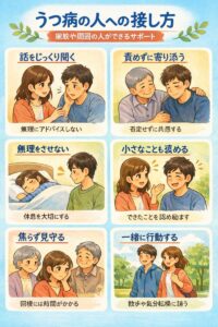 うつ病の人への接し方｜家族や周囲の人ができるサポートのアイキャッチ画像