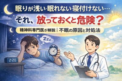 眠りが浅い・眠れない・寝付けない原因とは？｜精神科専門医が解説のアイキャッチ画像