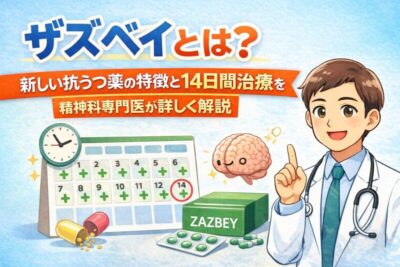 ザズベイとは？新しい抗うつ薬の特徴と14日間治療を精神科専門医が詳しく解説のアイキャッチ画像